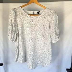 Torrid 2x Puff Sleeve Top Blouse Black White Micro Dot Rayon